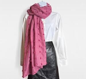 Steve Madden Rose Pink Textured Dot Oversized Wrap Scarf Coquette Boho NWT